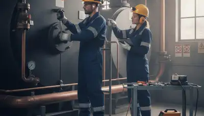Boiler repair technician servicing a residential boiler in La Jolla, CA