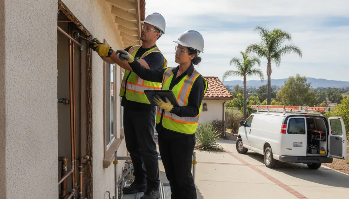 Plumber repairing a pipe in La Jolla, CA for residential plumbing service