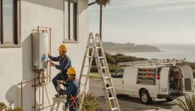 Plumber repairing a leak in La Jolla, CA, for local plumbing service