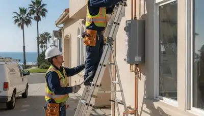 La Jolla, CA plumber repairing a sink leak for a plumbing repair service