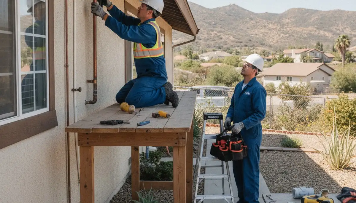 Plumber repairing a leak in La Jolla, CA for residential plumbing service