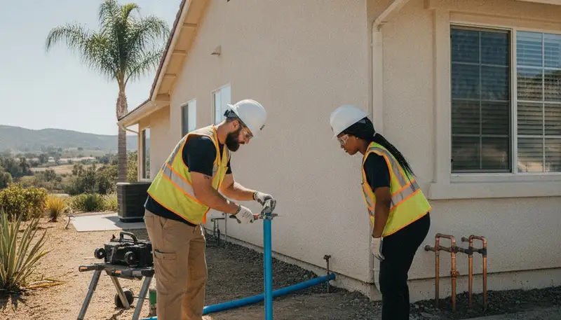 Plumber repairing a pipe in La Jolla, CA for a plumbing repair service