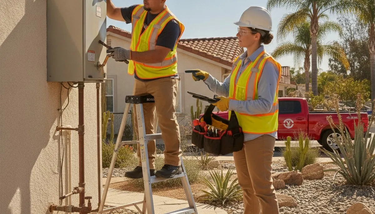 Plumber repairing a pipe in La Jolla, CA for residential plumbing repair service