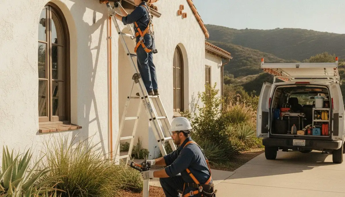 Plumber repairing a pipe in La Jolla, CA for fast residential plumbing service