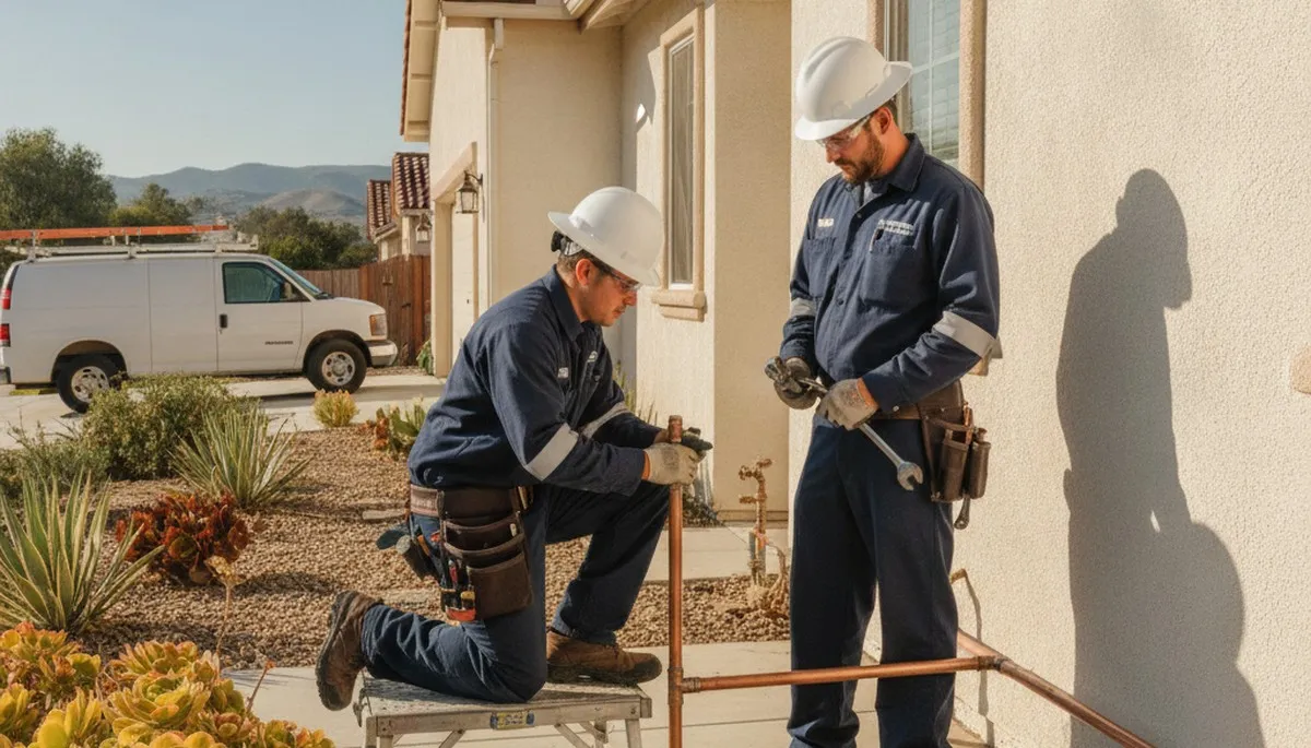 Plumber repairing pipe leak in La Jolla, CA for residential plumbing service