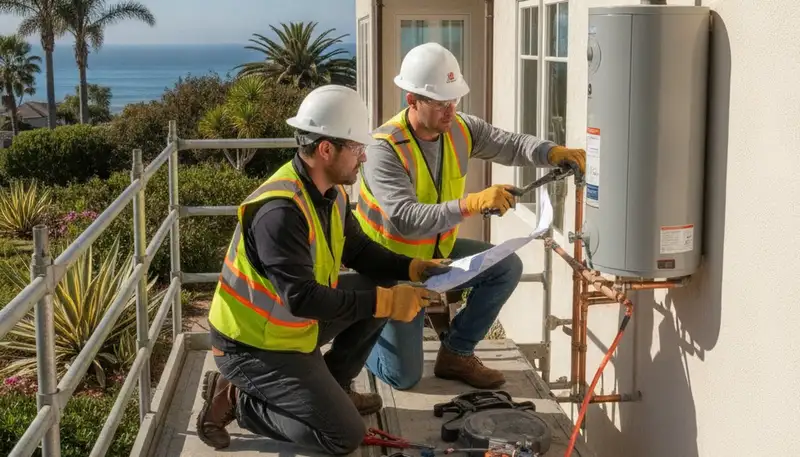 Plumber repairing a pipe in La Jolla, CA for fast residential plumbing service