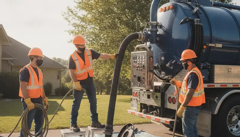 Septic pumping service truck for La Jolla, CA homes, keeping systems running smoothly year-round