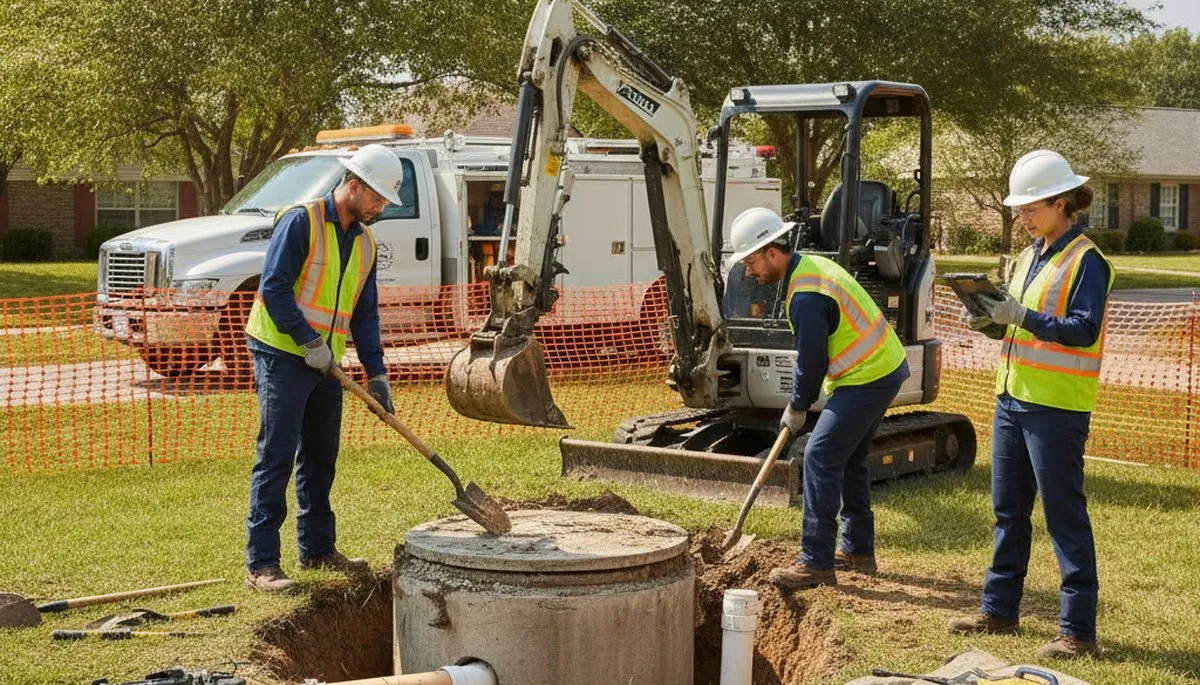 La Jolla, CA septic repair technician inspecting a residential sewer line for coastal soil issues