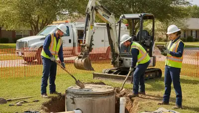 La Jolla, CA septic repair technician inspecting a residential sewer line for coastal soil issues