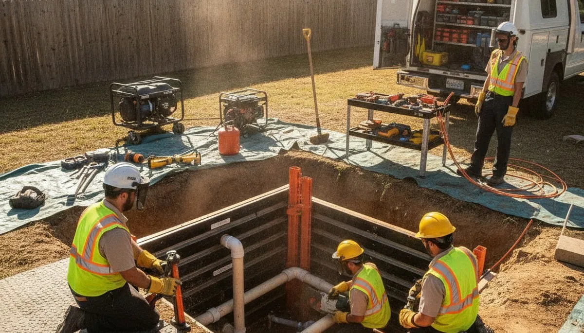 La Jolla, CA septic repair technician inspecting a residential system for coastal soil issues
