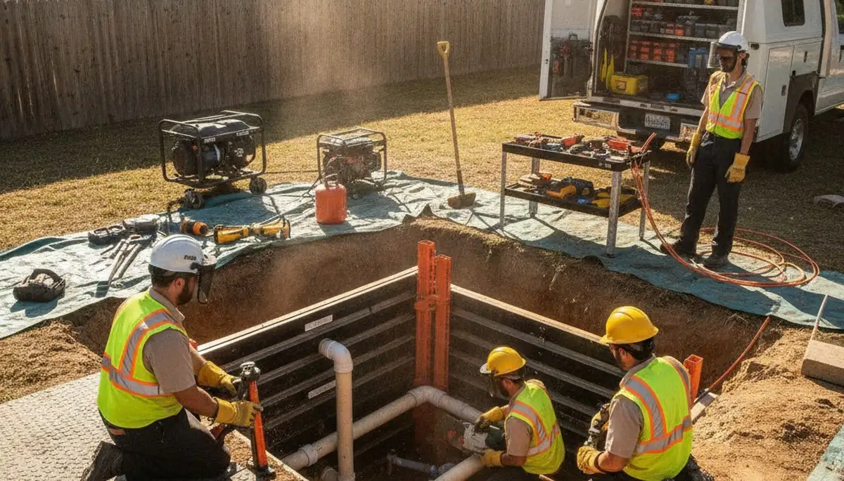 La Jolla, CA septic repair technician inspecting a residential system for coastal soil issues